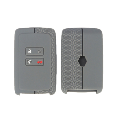 

For Renault Koleos/Megane 2pcs 4 Button Honeycomb Pattern Silicone Key Cover(Dark Gray Black Line)