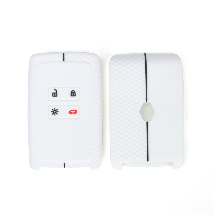 

For Renault Koleos/Megane 2pcs 4 Button Honeycomb Pattern Silicone Key Cover(White Black Line)