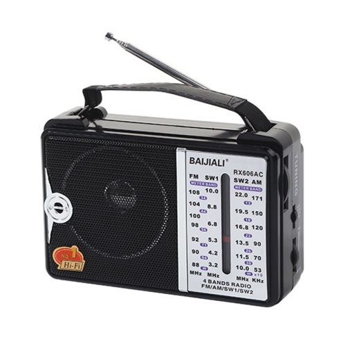 BAIJIALI  RX606AC Retro Full Band Radio Large Sound Volume Wireless Bluetooth Audio Player(Black)