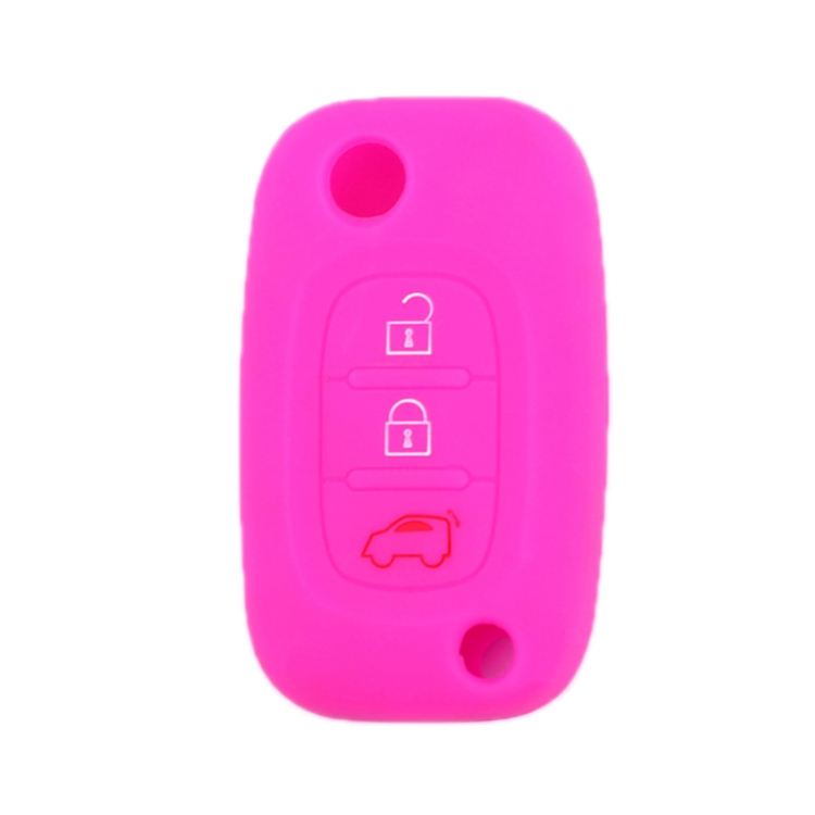 

For Mercedes-Benz Smart Folding 2pcs 3 Button Silicone Key Case(Rose Red)