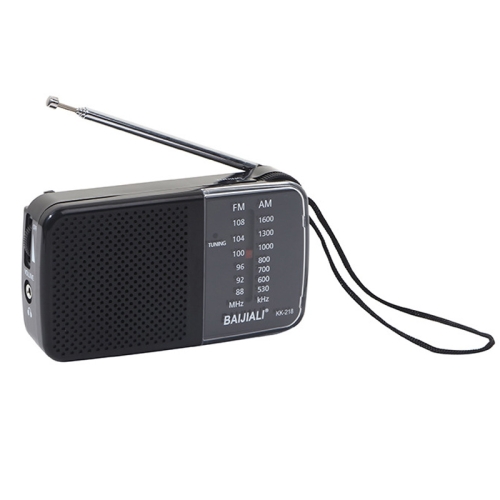 BAIJIALI KK-218 Vintage Analog Portable Multiband Built-in Speaker Radio(Black)