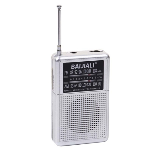BAIJIALI KK-928 Portable Radio AM / FM Two Band Mini Built-in Speaker Radio(Silver Gray)