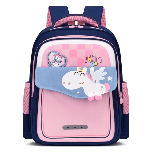 

Kindergarten Burden-reducing Schoolbag Children Cute Cartoon Backpack(Blue Pink)