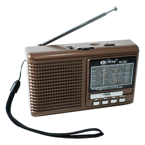 BAIJIALI PX-52U Brown Multi-band Retro Pointer Radio USB Plug In Card Radios