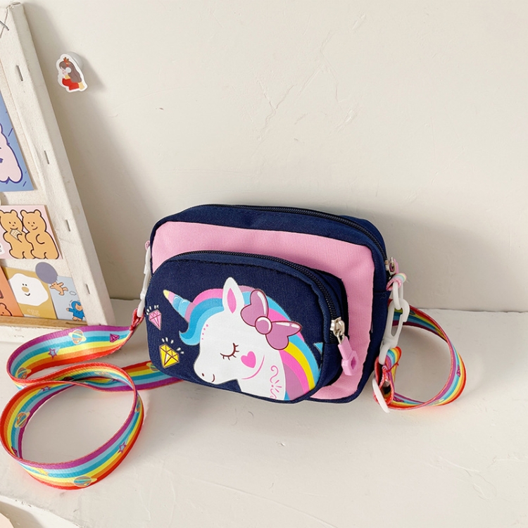 

Children Shoulder Messenger Bag Cute Coin Backpack(Navy Blue)