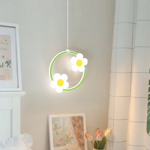 

Children Room Bedside Warm Sunflower Chandelier, Color: Round Green White Light