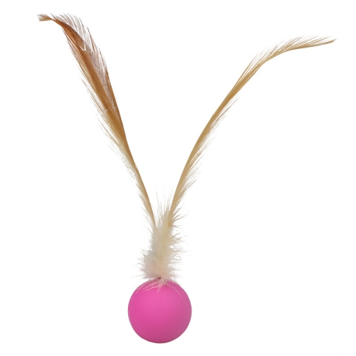 

5pcs Elastic Ball Feather Cat Teaser Stick High Elastic Cat Toy(Purple)