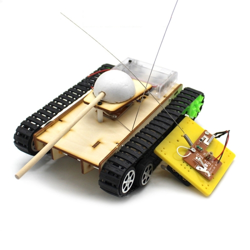 

Wooden Electric Simulation Crawler Tank DIY Toy Assembly Model,Spec: No. 2 Dual Motor Remote Control Edition