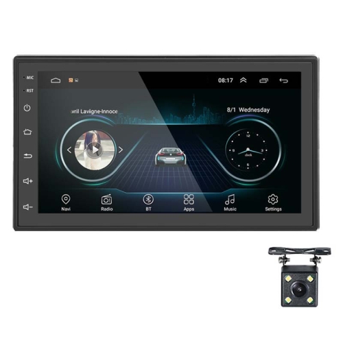 

A2222KT 7 Inch Android Navigation WiFi Version 1+16G GPS Bluetooth 2.5D Screen Car Central Control MP5 Player, Style: Standard+4Lights Camera