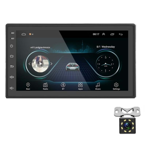 

A2222KT 7 Inch Android Navigation WiFi Version 1+16G GPS Bluetooth 2.5D Screen Car Central Control MP5 Player, Style: Standard+8Lights Camera