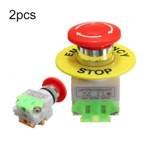 

2pcs LAY37-11ZS Elevator Emergency Stop Mushroom Head Button(Red)