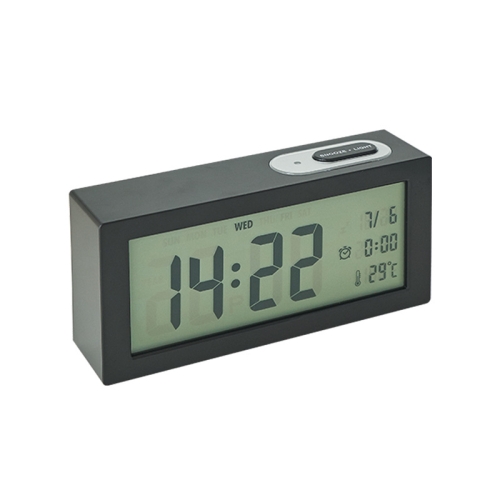 8890H multifuncional fotosensible mesita de noche pequeño reloj despertador  pantalla LCD reloj digital (negro)