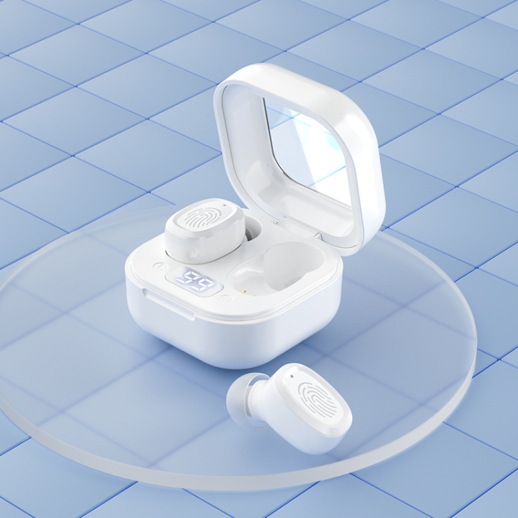 

With Charging Bin Stereo Wireless Bluetooth Earphones, Style: BY18 Digital Display White
