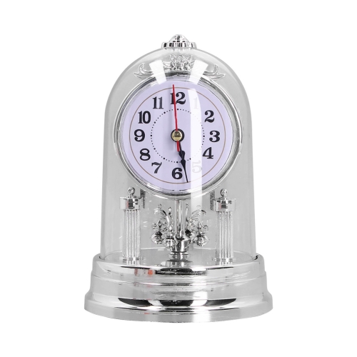 

F010 Retro Table Clock Mute Alarm Clocks For Living Room Office Desktop Decoration Clock(Silver)