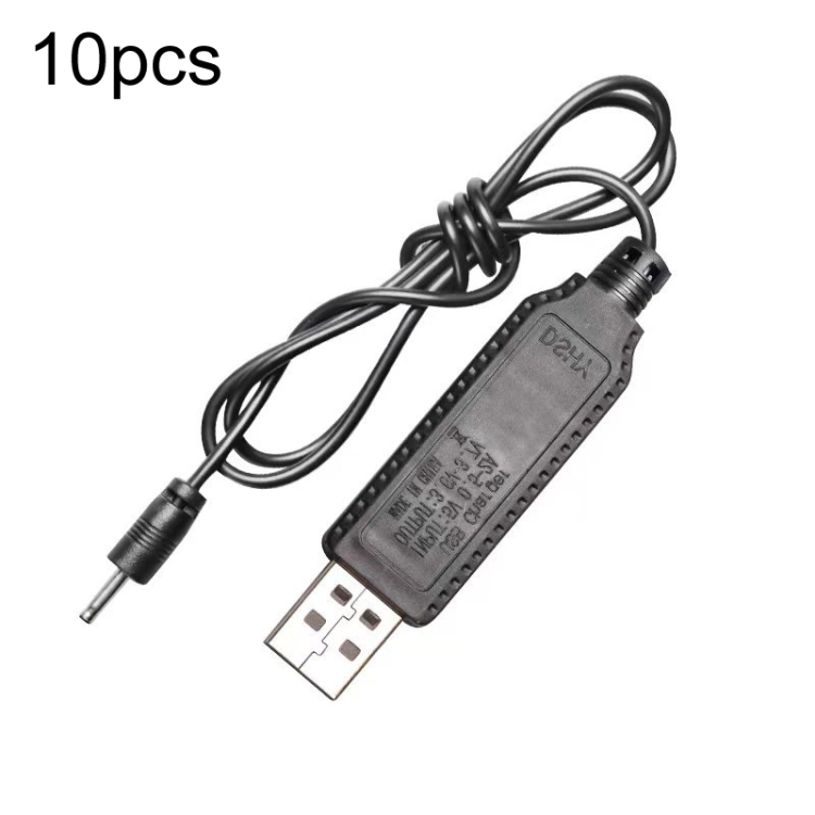 

10pcs 3.7V IC Circuit Protection Lithium Battery USB Straight Head Charging Cable, Model: 2.0mm