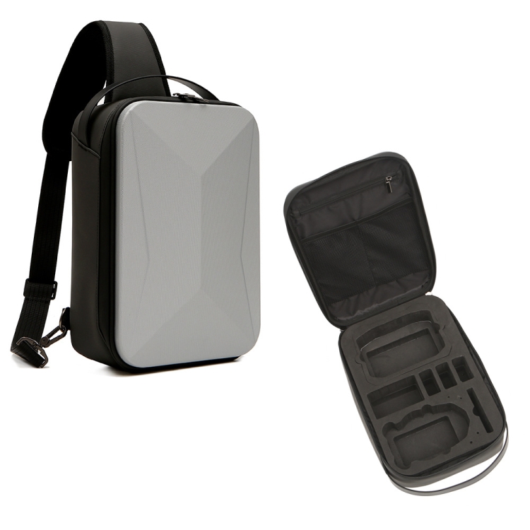 

For DJI Mini 3 / Mini 3 Pro Hard Shell Storage Bag Box Chest Bag Shoulder Bag Messenger Bag(Silver)