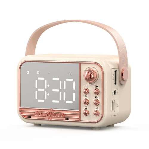 

S11 Handheld Retro Alarm Clock Bluetooth Speaker Desktop Portable Clock(Beige)