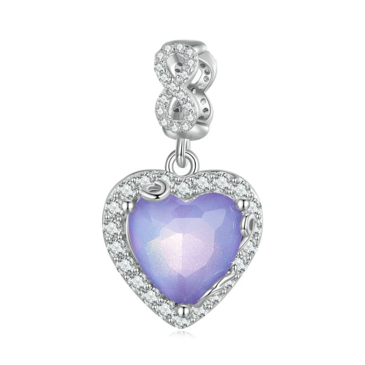

SCC2454 Sterling Silver S925 Platinum Plated Zircon Heart Bracelet Beads