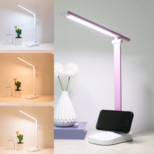 

WS-2020 LED Folding Desk Lamp Touch Dimming Bedside Lamp, Style: 3 Colors Straight Plug (Pink)