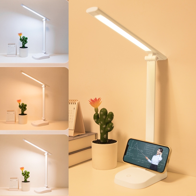 

WS-2020 LED Folding Desk Lamp Touch Dimming Bedside Lamp, Style: 3 Colors Charging 2000mAh (White)