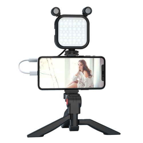 

KIT-11LM Tripod Fill Light With Microphone Vlogging Kit For Live Phone Recording(Black)