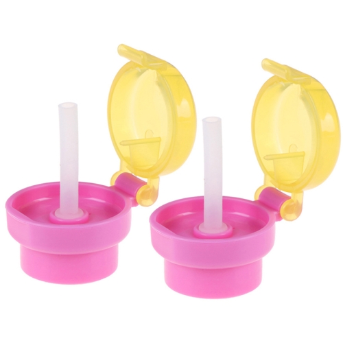 

2pcs CJ07205 Baby Straw Lids Portable Drinking Straw Lids for Children(Pink)