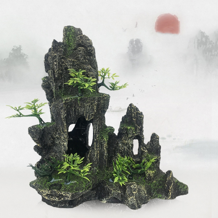 

Stone Fish Tank Landscape Simulation Resin Aquarium Decorative Ornament, Style: Jiuxia Mountain