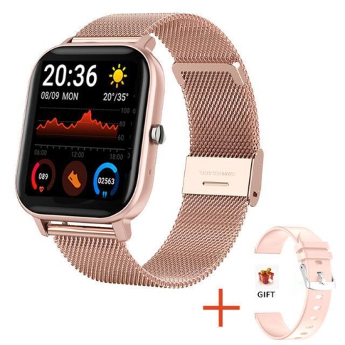 

H10 1.69 inch Screen Bluetooth Call Smart Watch, Support Heart Rate/Blood Pressure/Sleep Monitoring, Color: Gold Net+Silicone