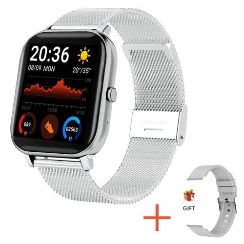 

H10 1.69 inch Screen Bluetooth Call Smart Watch, Support Heart Rate/Blood Pressure/Sleep Monitoring, Color: Silver Net+Silicone