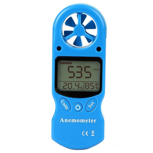 

Mini Handheld Multi-Purpose Anemometer LCD Screen Digital Wind Speed Temperature And Humidity Meter(Blue)