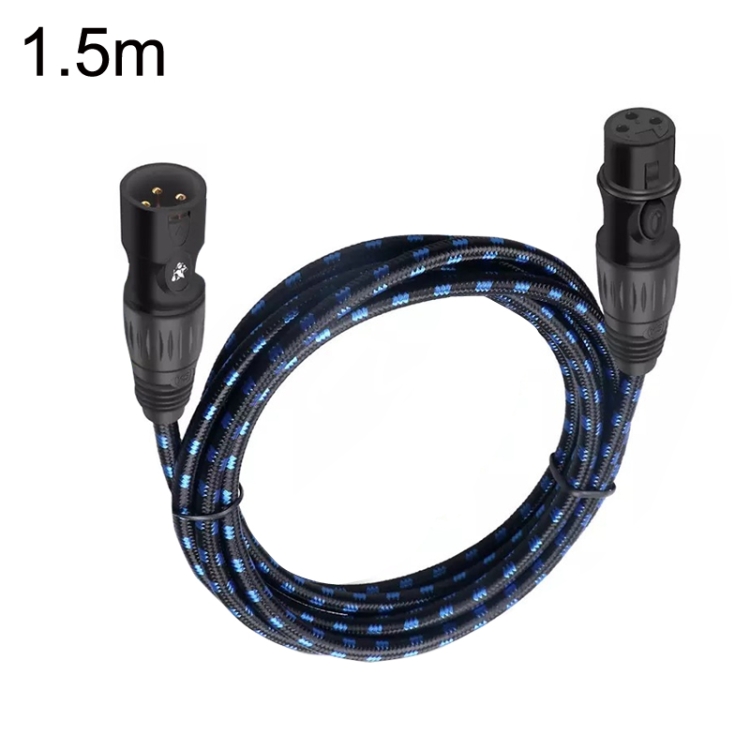 

KN006 1.5m Male To Female Canon Line Audio Cable Microphone Power Amplifier XLR Cable(Black Blue)