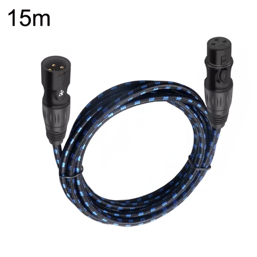

KN006 15m Male To Female Canon Line Audio Cable Microphone Power Amplifier XLR Cable(Black Blue)