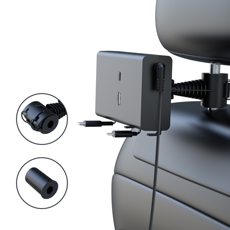 

65W Front / Back Seat QC3.0 Car Charger With 8 Pin And Type-C/USB-C Retractable Data Cable(Black)