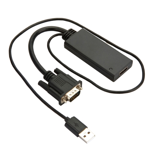 

HD55Y VGA To HDMI Adapter Cable VGA+USB To HD 1080P Converter With Power Supply(Black)