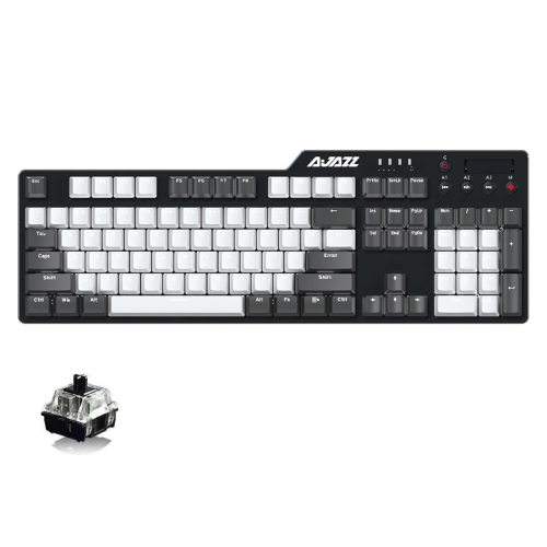 

Ajazz AK35I 110 Keys White Light Backlight PBT Keycap Wired Mechanical Keyboard Black Shaft (Gray White)