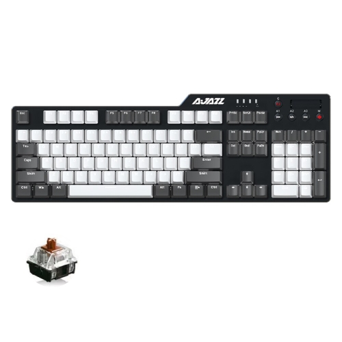 Ajazz AK33 82 Keys USB Wired Mechanical Keyboard Monochromatic Backlight  Gaming Keyboard Black with Blue Switches - Black Wholesale