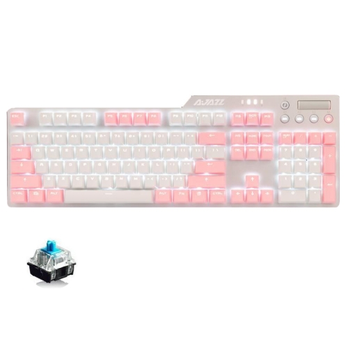 

Ajazz AK35I 110 Keys White Light Backlight PBT Keycap Wired Mechanical Keyboard Green Shaft (Pink White)