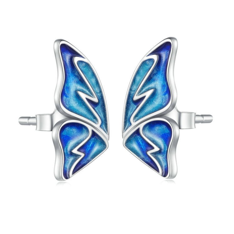 

SCE1559 S925 Sterling Silver Butterfly Wing Gradient Stud Earrings