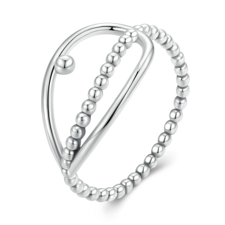 

SCR905 S925 Sterling Silver Fake Three Layers Round Peas Ring(No.7)