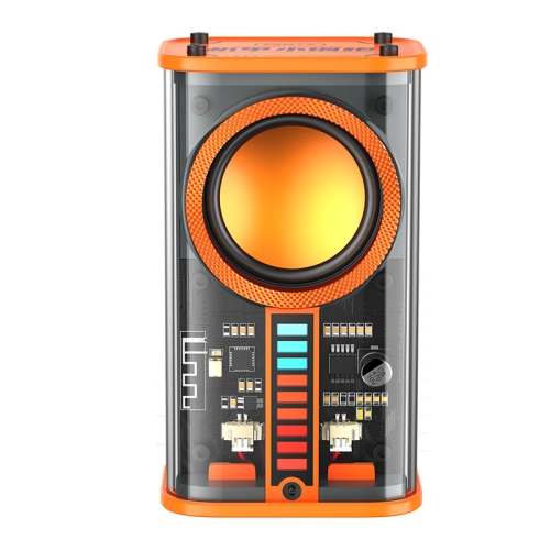 

K07 Transparent Mecha Small Steel Cannon Bluetooth Speaker Sound and Light Rhythm TWS Series Wireless Audio(Orange)