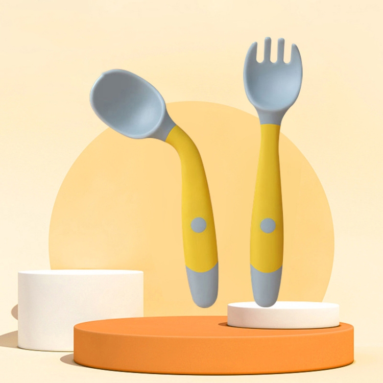 

4sets Children Eating Training Tableware Baby Bendable Silicone Soft Spoon, Color: Yellow