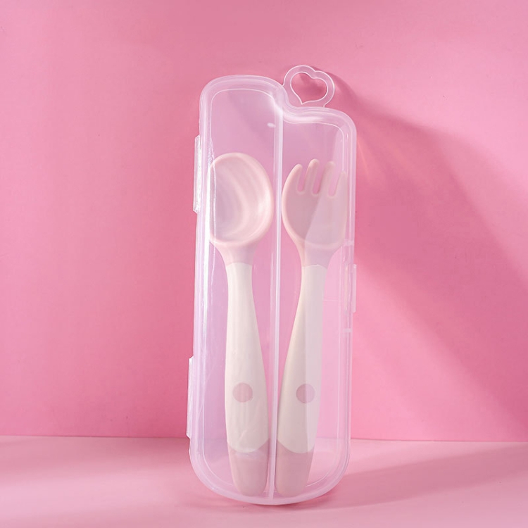 

4sets Children Eating Training Tableware Baby Bendable Silicone Soft Spoon, Color: Boxed Pink