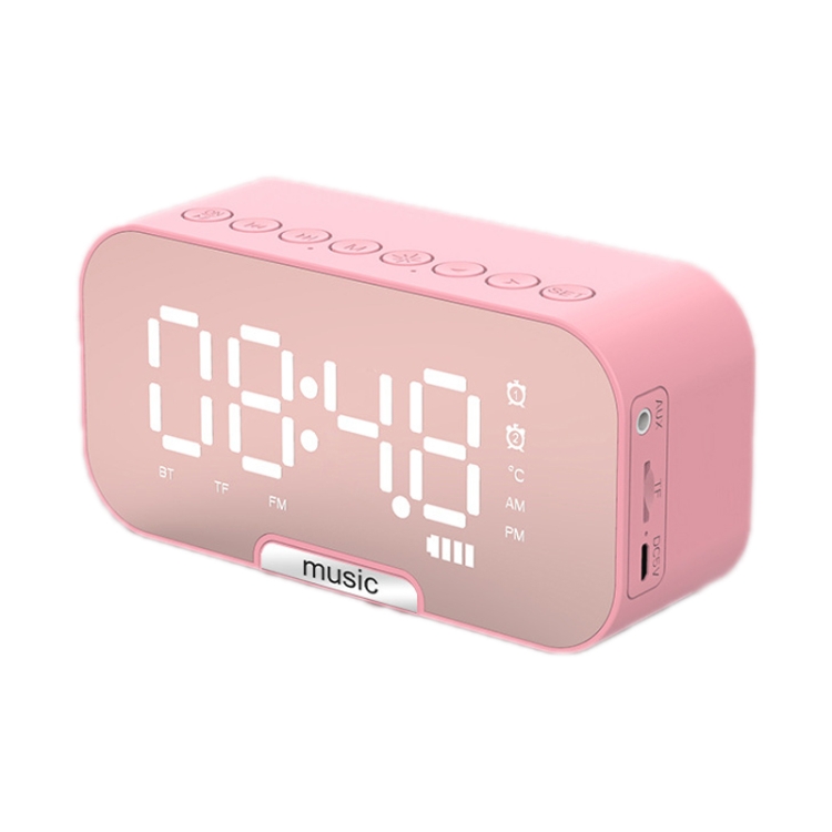 

Q5 Outdoor Portable Card Bluetooth Speaker Small Clock Radio, Color: Pink 2800mAh