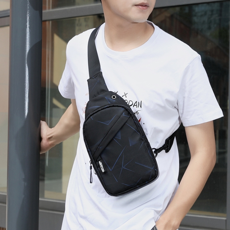 

XQB990 Men Chest Bag Messenger Bag Oxford Cloth Sports Bag, Color: Line Blue