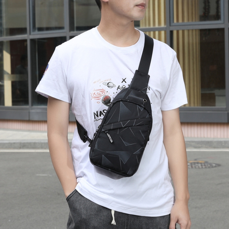 

XQB990 Men Chest Bag Messenger Bag Oxford Cloth Sports Bag, Color: Line Black