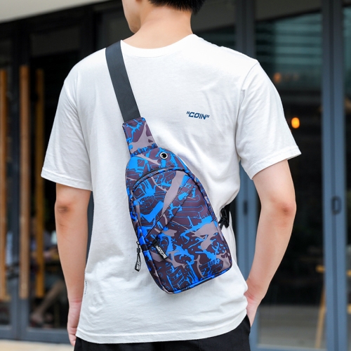 

XQB993 Men Chest Bag Messenger Bag Oxford Cloth Sports Bag, Color: Graffiti Blue