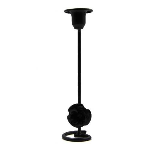 

DH2304-01 2pcs Rose Carved Metal Candle Holder Bar Decoration Candlelight Dinner Candlesticks, Size: High Black