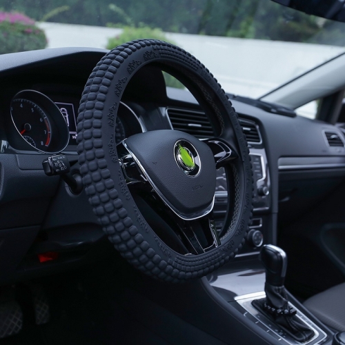 

Corn Grain Non-slip Wear-resistant Silicone Car Steering Wheel Cover, Size: 38cm-46cm(Black)