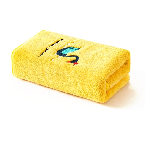 

Coral Fleece Cartoon Embroidery Towel Kid Household Thickened Soft Absorbent Towel(Yellow)