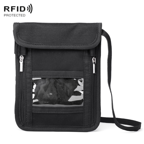 

ZD-WM-06 RFID Hanging Neck Bag Passport Bag Anti-scanning Anti-magnetic Messenger ID Bag(Black)